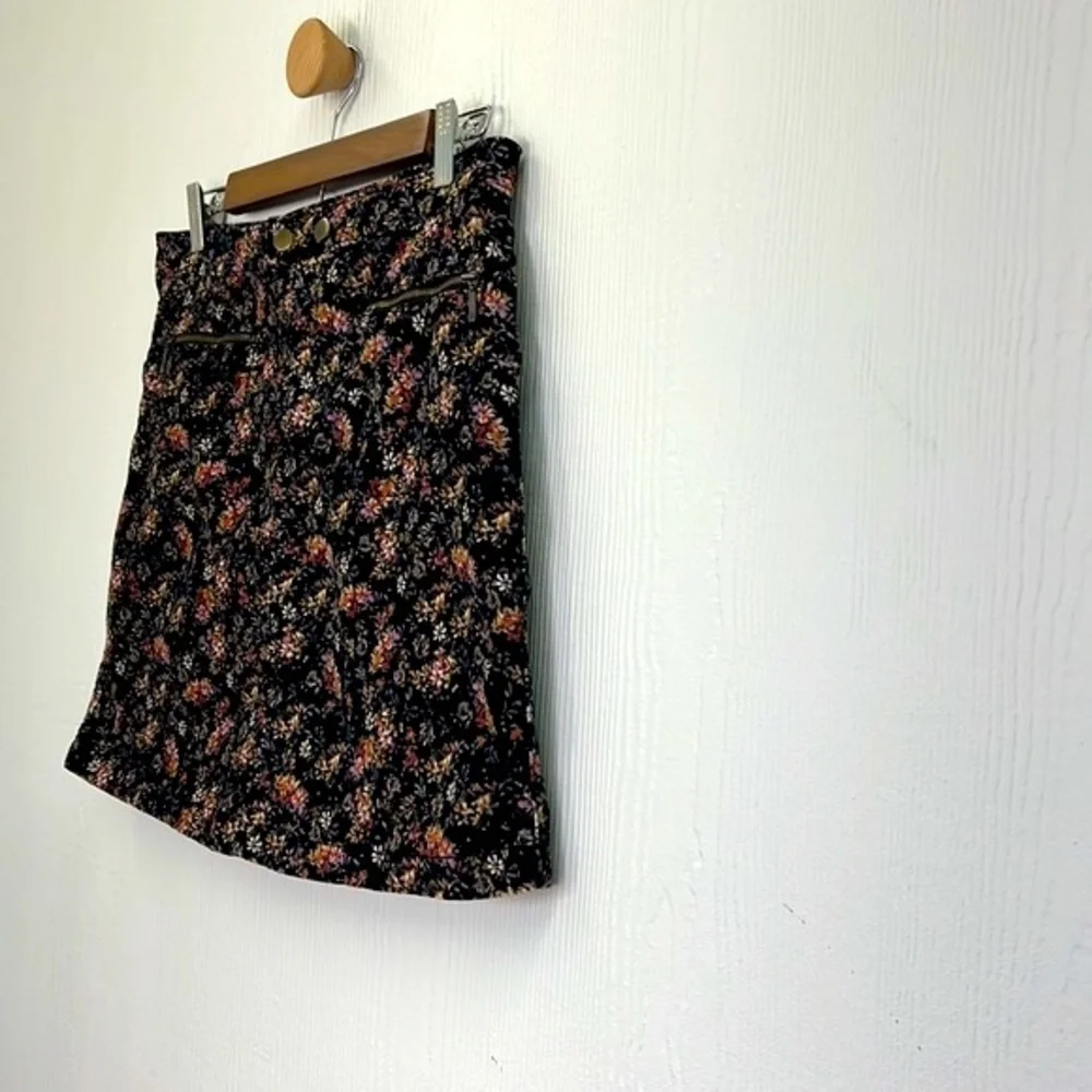 Mossimo Supply CO - Floral Corduroy Black Button Mini Skirt Size 6